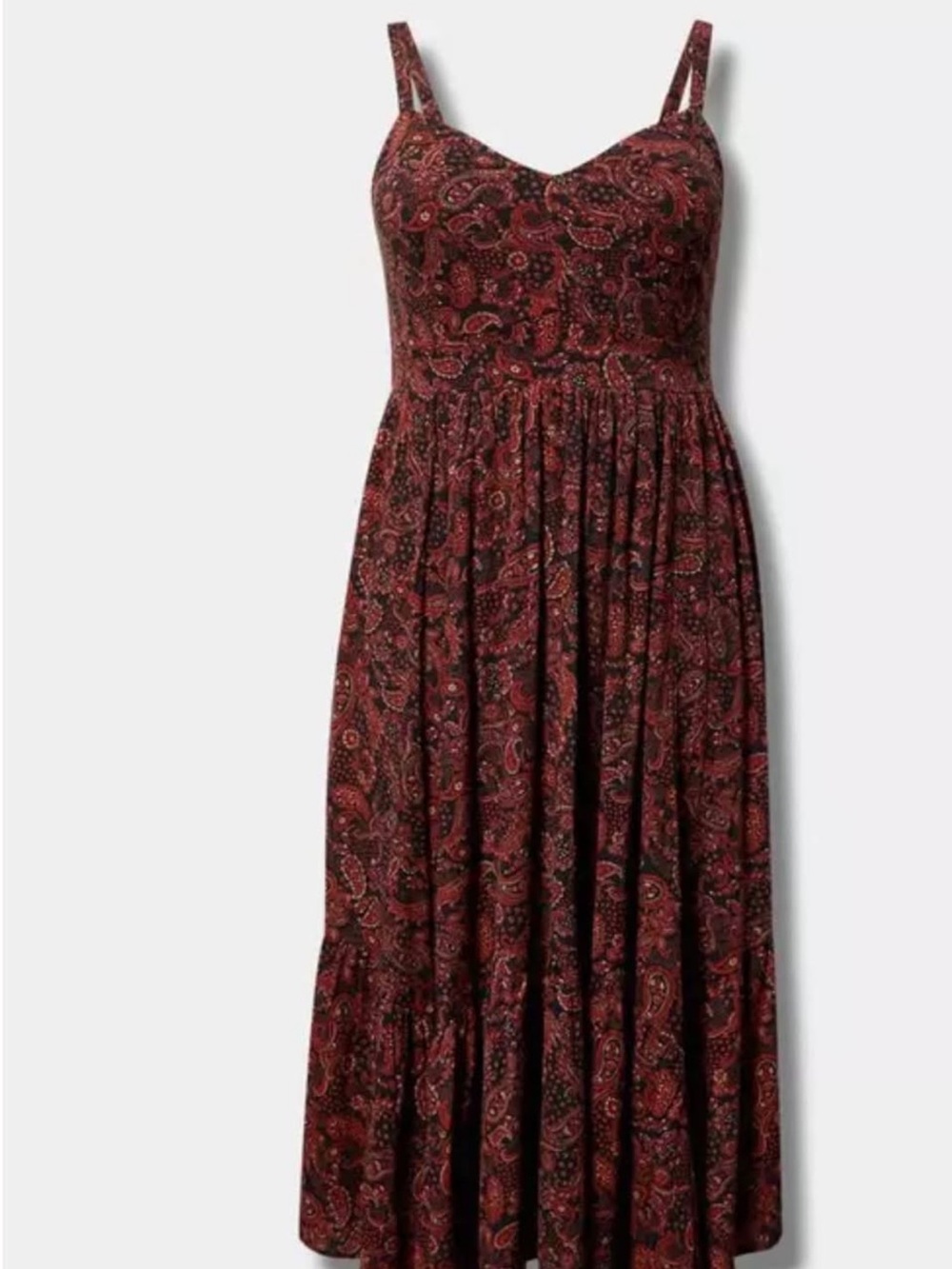 torrid Burgundy Paisley Smocked Midi Dress